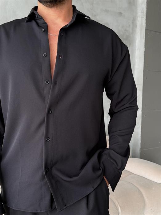Siyah Double Kumaş Gömlek MSS