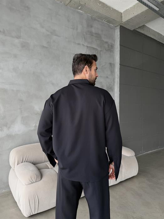 Siyah Double Kumaş Gömlek MSS