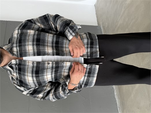 Siyah Ekoseli Oduncu Boxy Gömlek SNZ 5105
