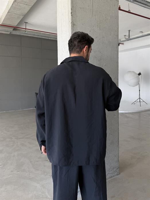 Siyah Modal Uzun Kol Gömlek PNC 3229
