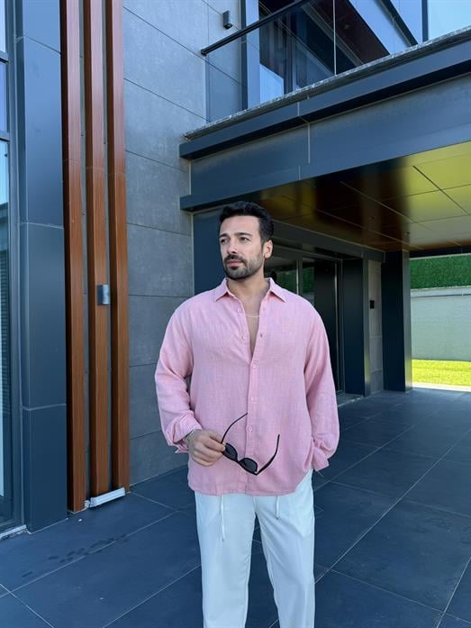 Somon Etamin Keten Oversize Gömlek PNC 2548