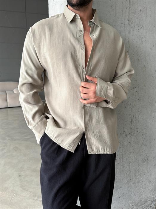 Su Yeşili Modal Kumaş Uzun Kol Gömlek MSS