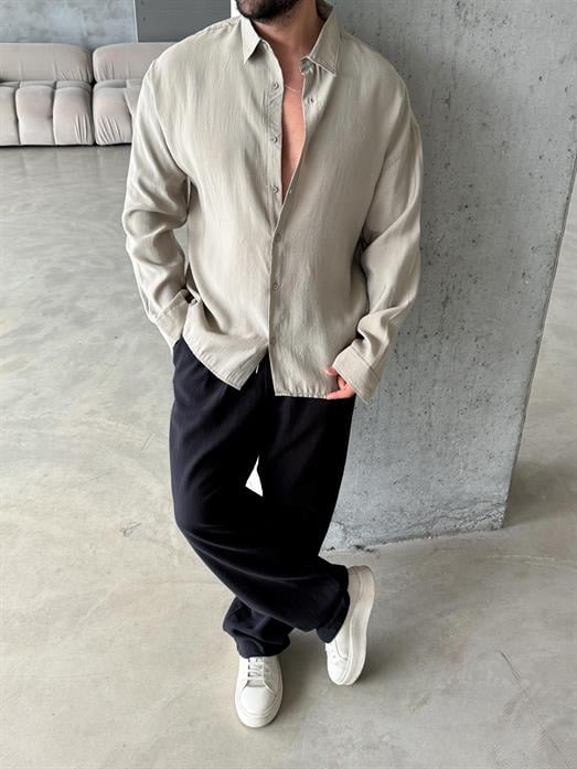 Su Yeşili Modal Kumaş Uzun Kol Gömlek MSS