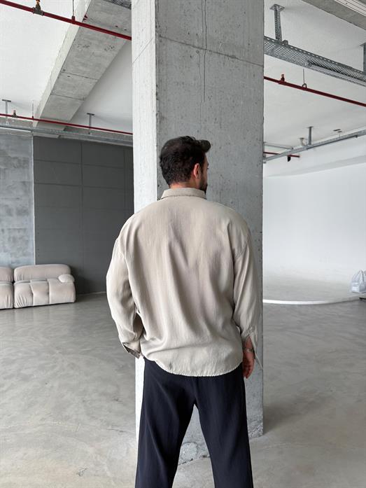 Su Yeşili Modal Kumaş Uzun Kol Gömlek MSS