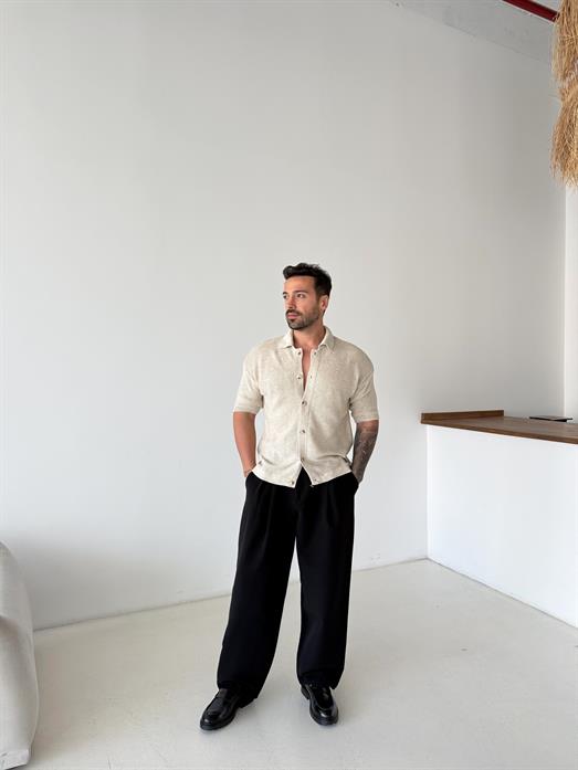 Taş Linksli Pamuk Triko Gömlek SNZ T7280