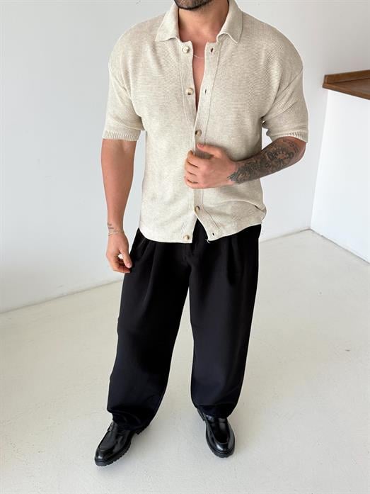 Taş Linksli Pamuk Triko Gömlek SNZ T7280