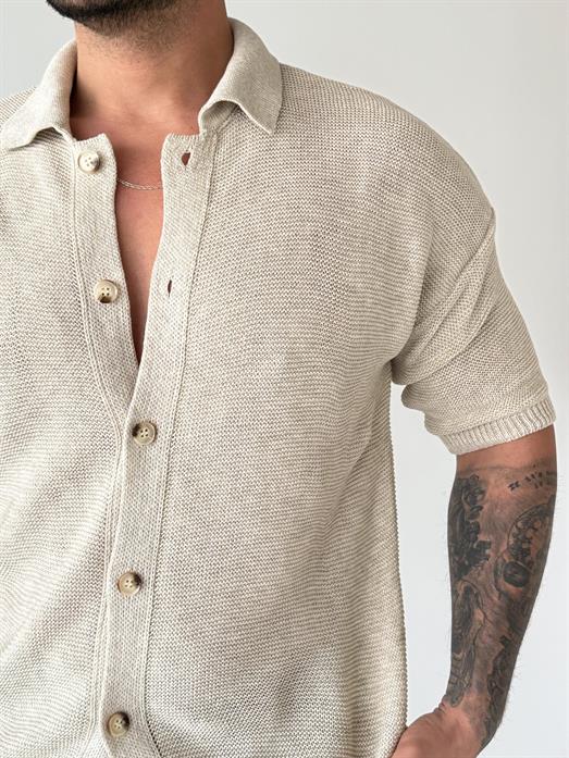 Taş Linksli Pamuk Triko Gömlek SNZ T7280