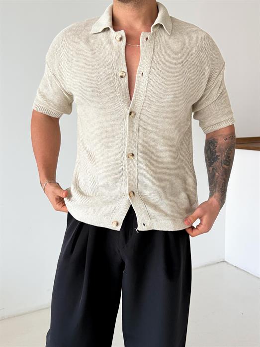 Taş Linksli Pamuk Triko Gömlek SNZ T7280