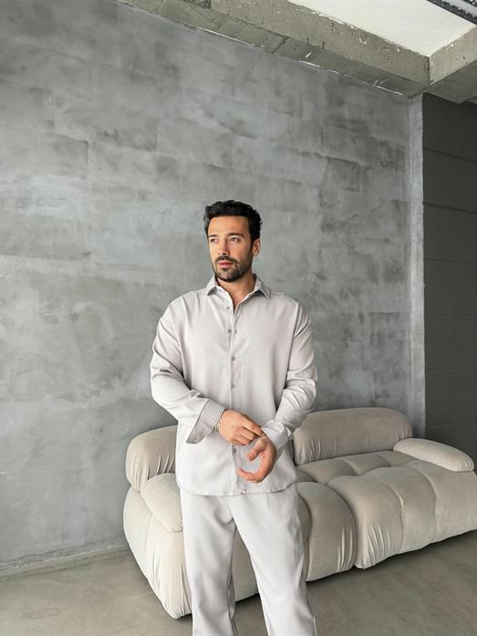 Açıkgri Double Kumaş Gömlek MSS