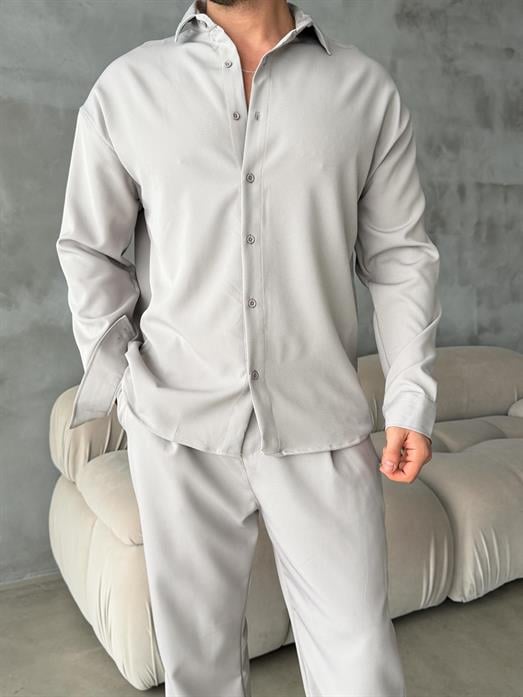 Açıkgri Double Kumaş Gömlek MSS