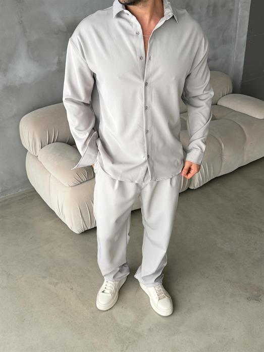 Açıkgri Double Kumaş Gömlek MSS