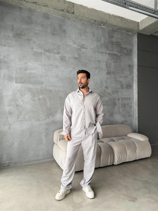 Açıkgri Double Kumaş Gömlek MSS