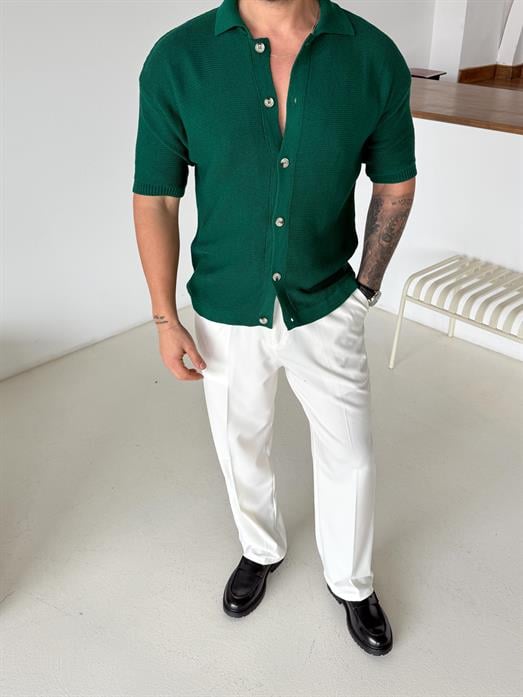 Zümrüt Linksli Pamuk Triko Gömlek SNZ T7280