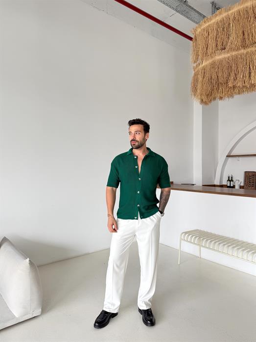 Zümrüt Linksli Pamuk Triko Gömlek SNZ T7280