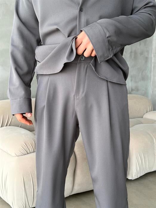 Füme Double Kumaş Pileli Pantolon MSS