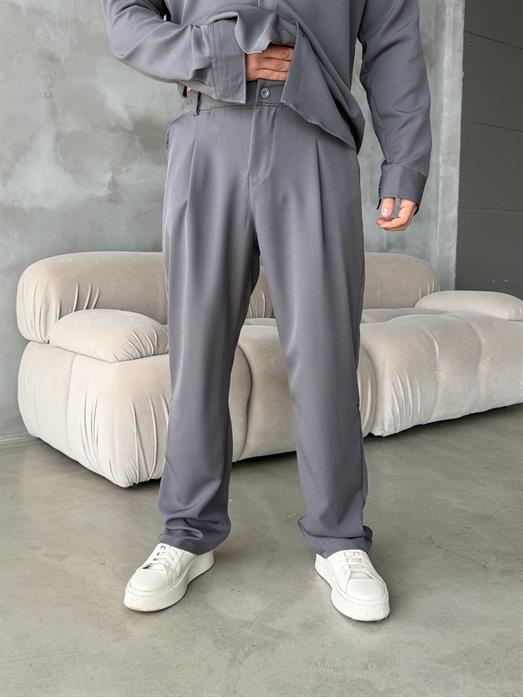 Füme Double Kumaş Pileli Pantolon MSS