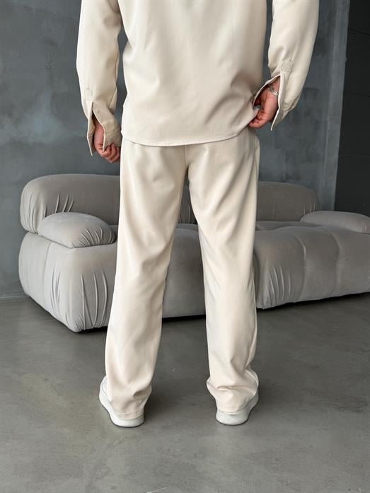 Krem Double Kumaş Pileli Pantolon MSS