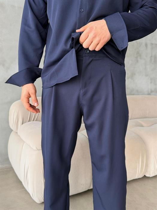 Lacivert Double Kumaş Pileli Pantolon MSS