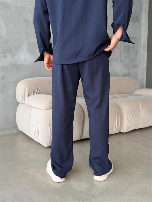 Lacivert Double Kumaş Pileli Pantolon MSS