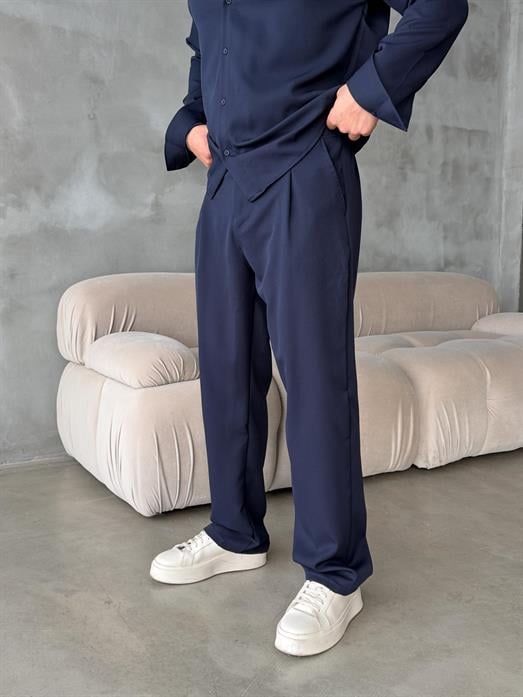 Lacivert Double Kumaş Pileli Pantolon MSS