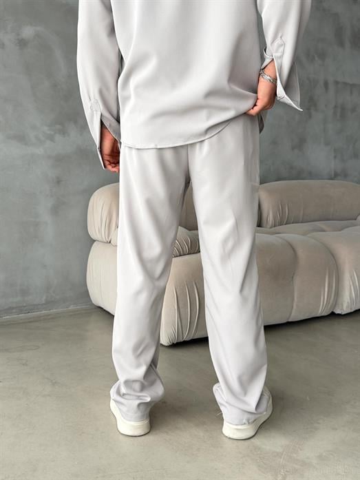 Açıkgri Double Kumaş Pileli Pantolon MSS