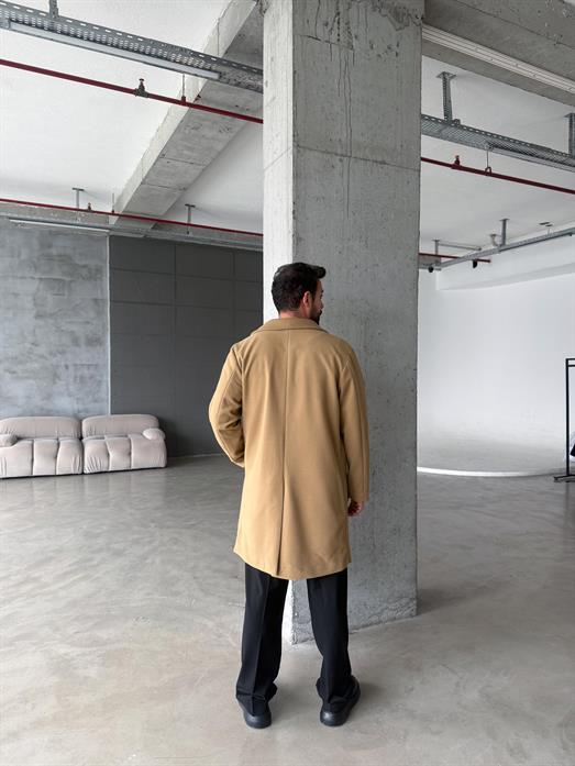 Camel Şal Yaka Uzun Yün Astarlı Kaşe LNS