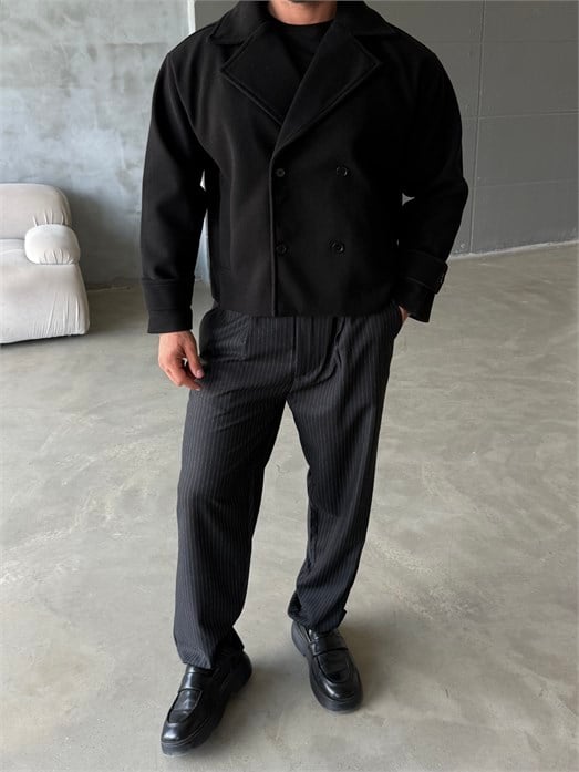 Siyah Kruvaze Boxy Kaşe SNZ 6361