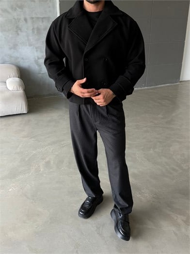 Siyah Kruvaze Boxy Kaşe SNZ 6361