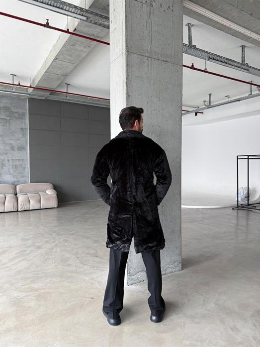 Siyah Kürk Uzun Astarlı Palto LNS