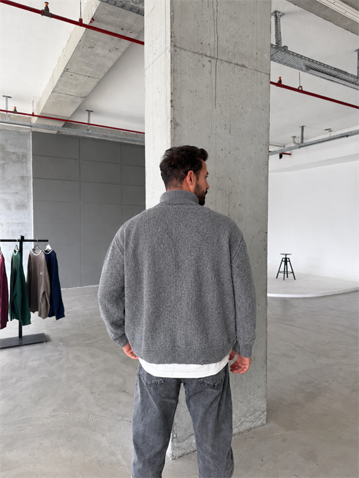 Antrasit Yarım Zip Yün Triko RTR 6020