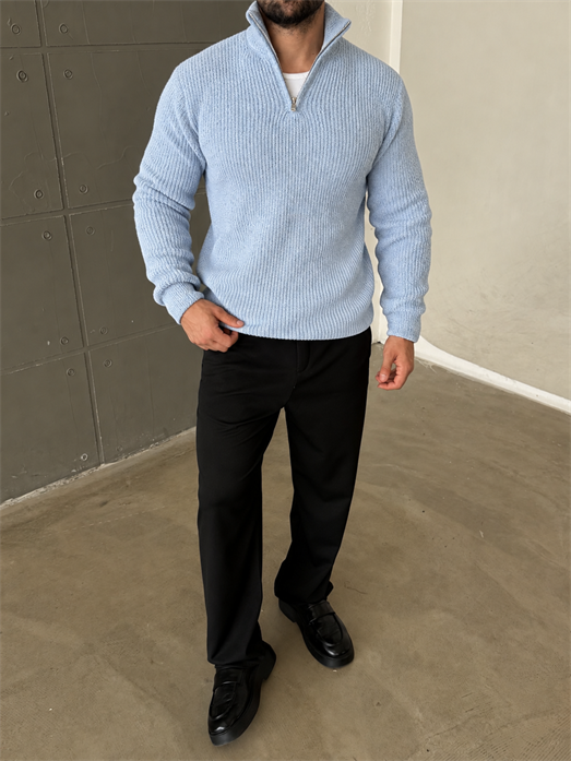 Bebemavi Yarım Zip Şardonlu Pamuk Teddy Boxy Fit Kazak AU