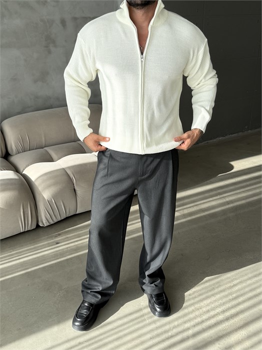 Ekru Triko Tam Zip TB