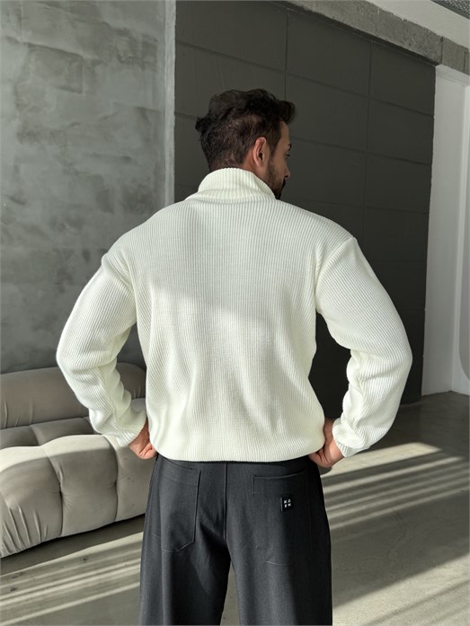 Ekru Triko Tam Zip TB