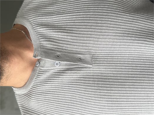 Gri Triko Pamuk Sweat Henley PNC 6059