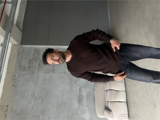 Kahve Triko Pamuk Sweat Henley PNC 6059