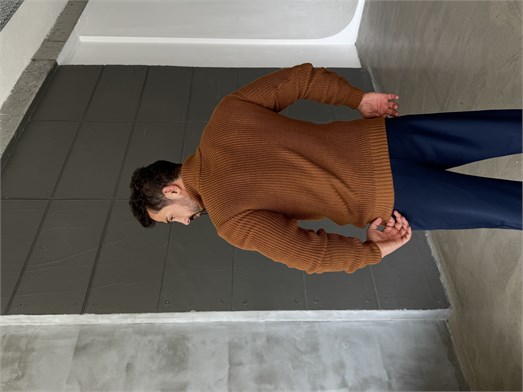 Kahve Yarım Fermuarlı Elegant Basic Kazak TB