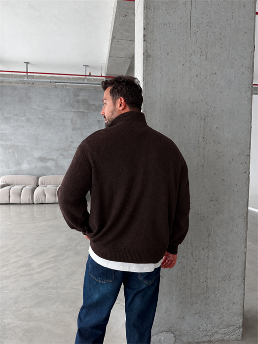Kahve Yarım Zip Yün Triko RTR 6020