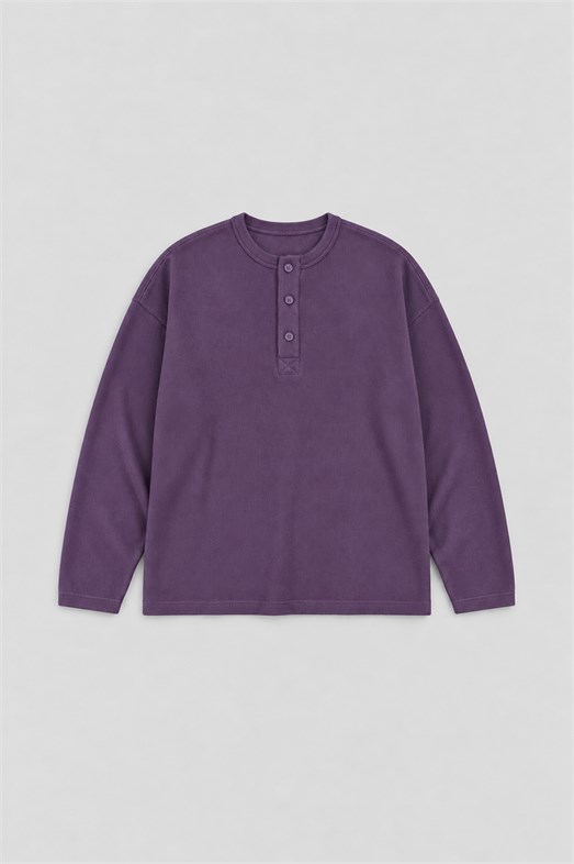 Mor Pamuk Fitilli Henley Penye ESS 71217