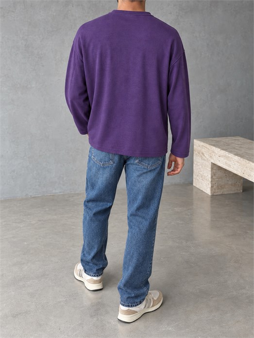 Mor Pamuk Fitilli Henley Penye ESS 71217