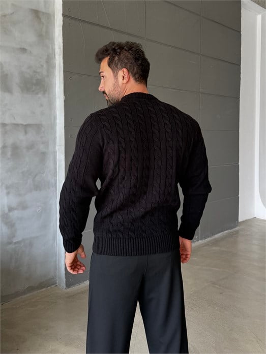 Siyah Örgü Desen Kazak TB