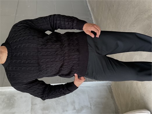 Siyah Örgü Desen Kazak TB
