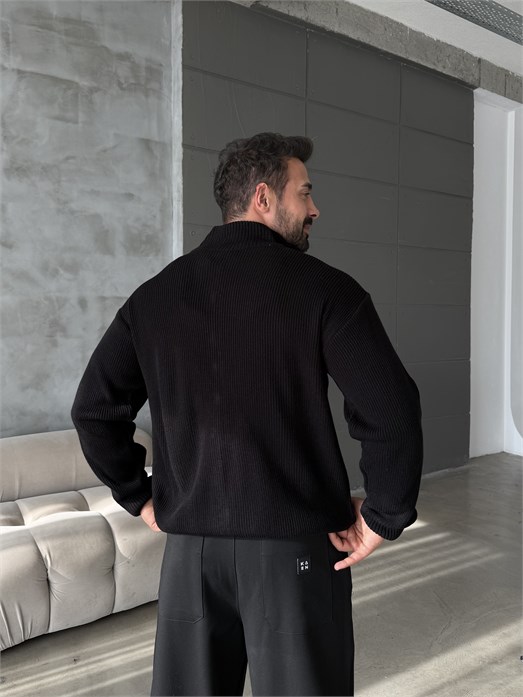 Siyah Triko Tam Zip TB