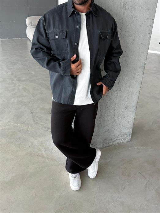 KOT CEKETSiyah Göğüs Çift Cep Kapaklı Kot Ceket VS4005