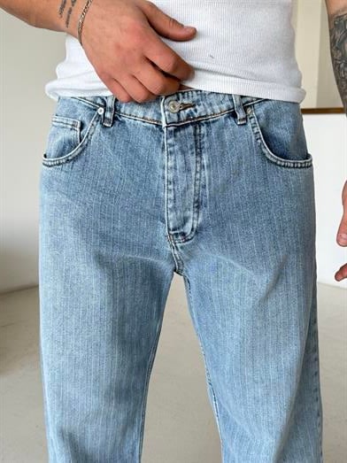 Açık Mavi Desenli Baggy Kot Pantalon MB 664-1