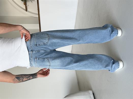 Açık Mavi Desenli Baggy Kot Pantalon MB 664-1
