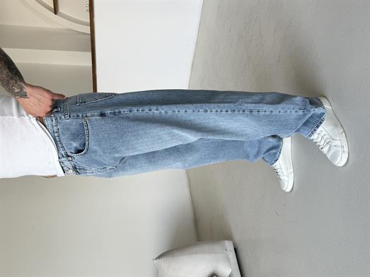 Açık Mavi Desenli Baggy Kot Pantalon MB 664-1