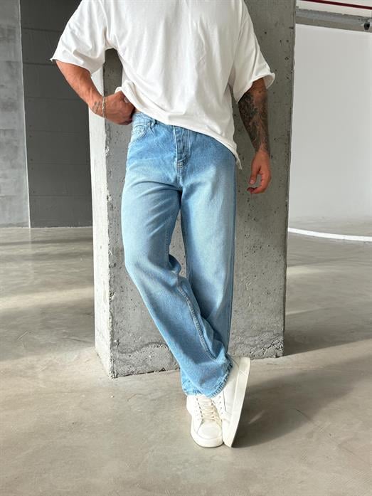 Açık Mavi Düz Baggy Kot Pantolon DM