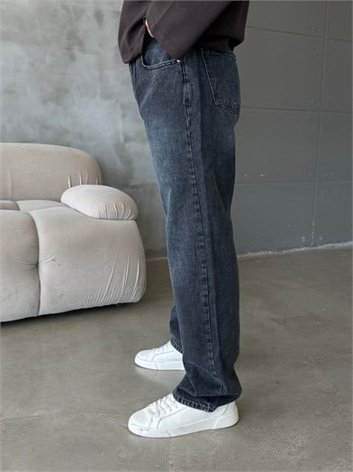 Antrasit Taşlamalı Baggy Kot Pantalon MOB