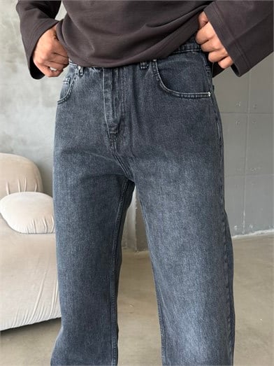 Antrasit Taşlamalı Baggy Kot Pantalon MOB