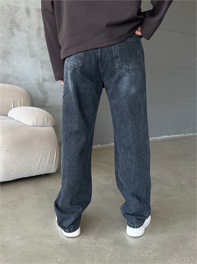 Antrasit Taşlamalı Baggy Kot Pantalon MOB